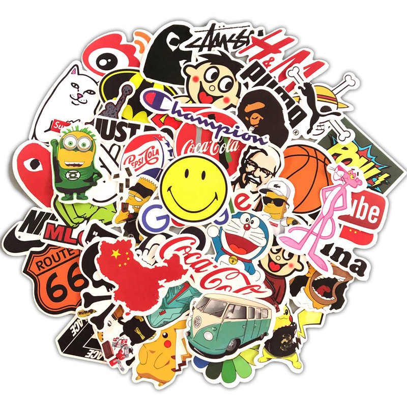 Cool Brand Stickers 100 Pack Decals for Laptop Computer Skateboard Water Bottles Car Teens Sticker