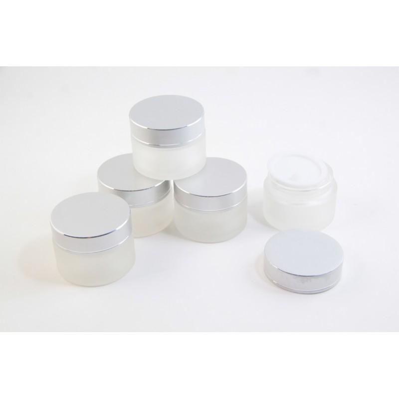 POT CREAM 30GR KACA WARNA DOFF FROSTED TUTUP SILVER MATTE / TEMPAT KRIM MAKE UP WITH INNER LID - TEKNO KITA