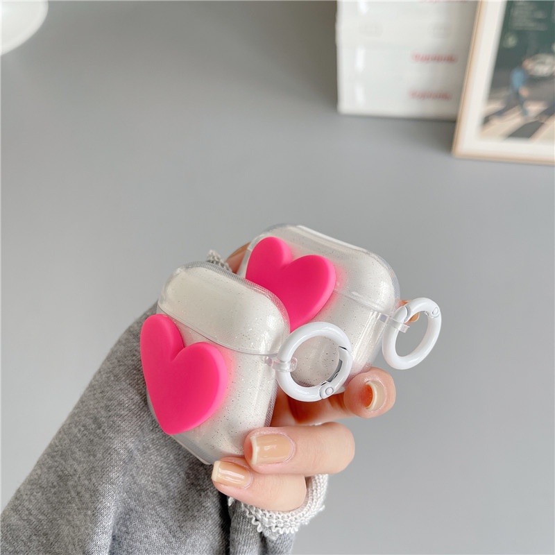 Love transparent AirPods 1/2  AirPods pro earphone case cover Anti-fall earphone protective shell