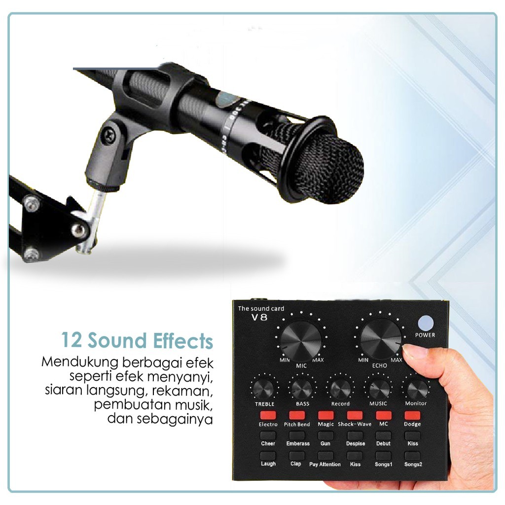 E300-V8 sound card setluetooth Live Mixer Broadcast Audio USB External Soundcard V8