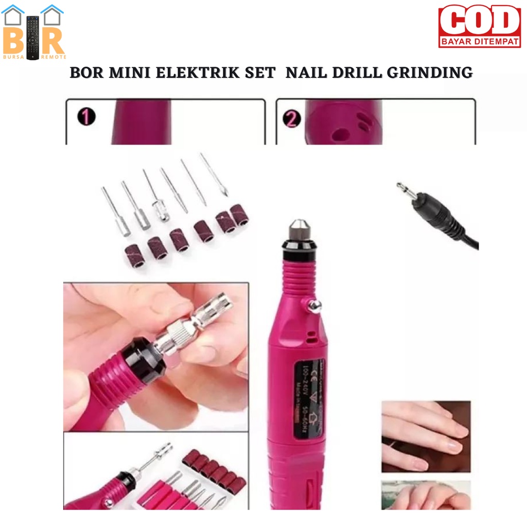 Bor mini / Electric Mesin Kikir Amplas Kuku Listrik Nail Art Pen Pedicure Manicure salon shaper usb warna random