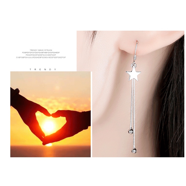 Anting wanita Sterling silver S925  (Garansi  2  Tahun) Anting Star tassel Fashion dan manis Earrings Fashion and sweet perak asli S925 Original Arctic Deer