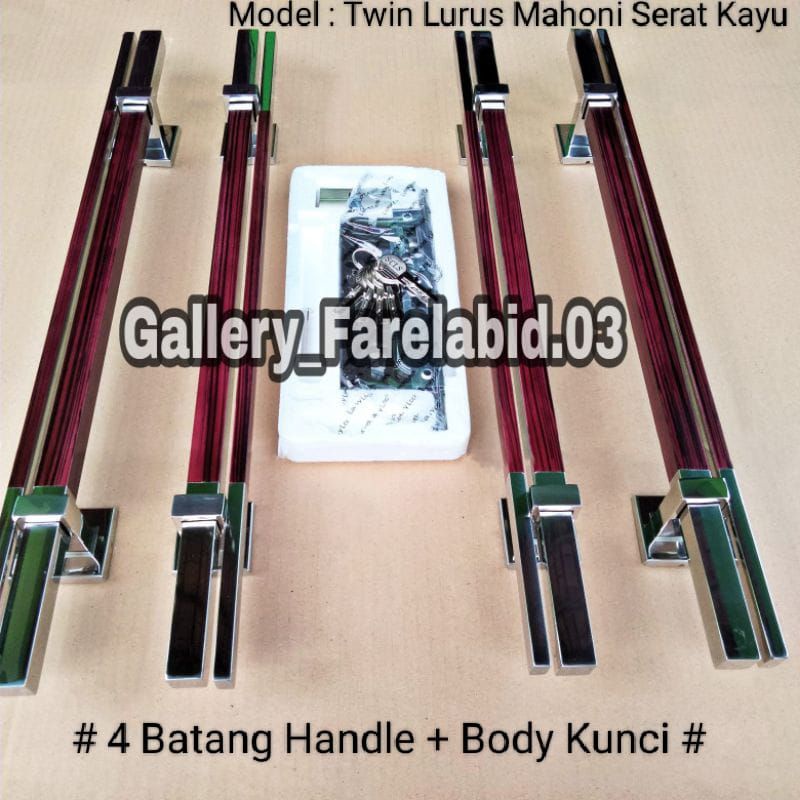 1 Meter Handle Pintu Rumah Stainless Steel 100 Cm Full Set Body Kunci Gagang Pintu Rumah Modern Set Bodi Pelor Pegangan Pintu Kupu Tarung Tarikan Pintu Rumah Utama Minimalis