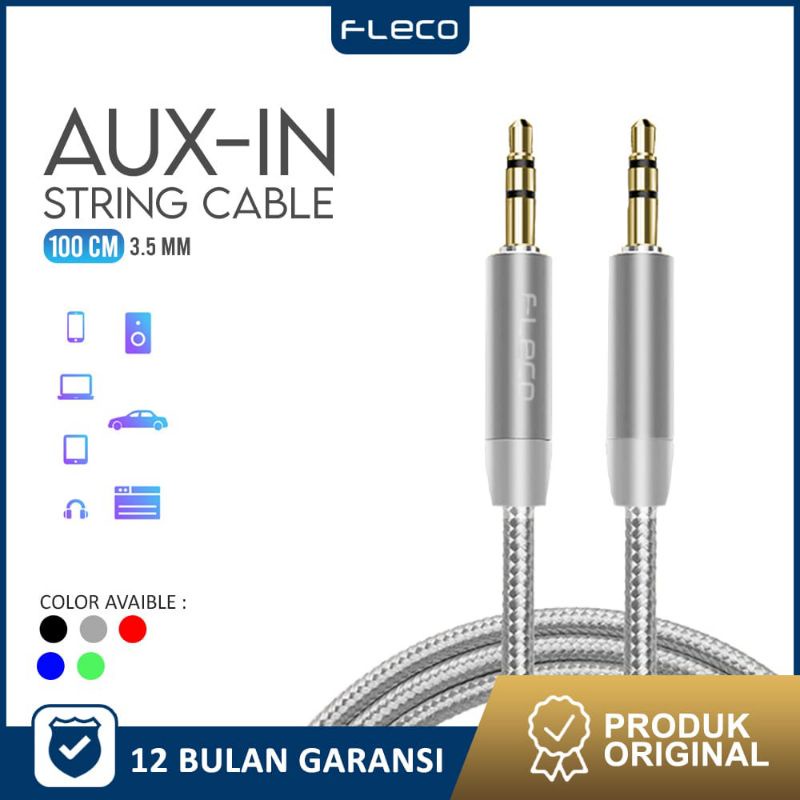 KABEL AUX STRING F-440  Kabel Salon Speaker 3.5 Spring Male To Male by FLECO