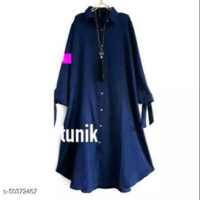 Navy Blue Glamor Atasan Tunik Wanita