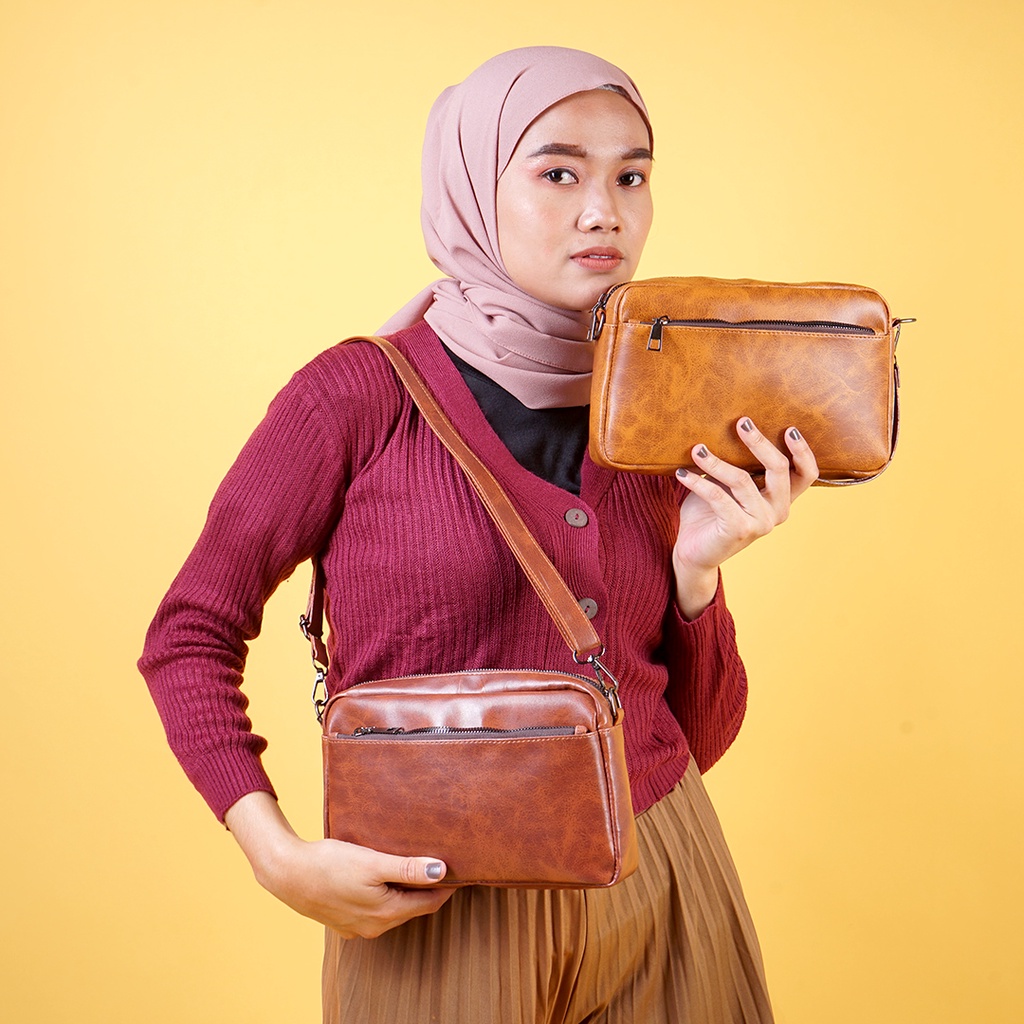 Tas Selempang Kulit Wanita Asli Tas Slempang Wanita Kulit Cewek DANELLA OL16 Sling Bag Wanita Fashion bahan Kulit PU SINTETIS PREMIUM