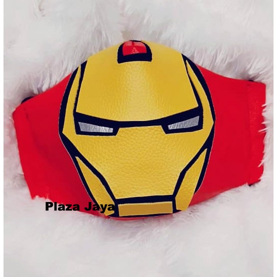 Masker Iron Man Plus LED / Masker Avenger / Masker Kain 4 Ply