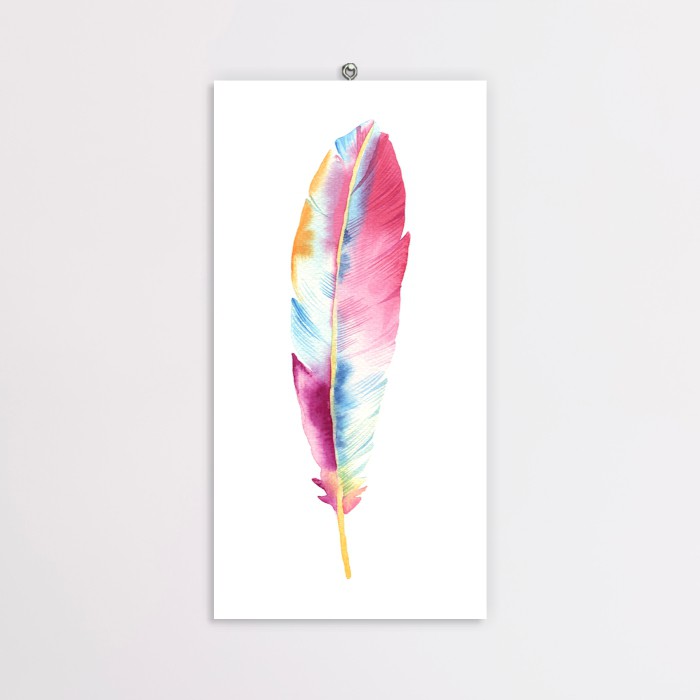 Hiasan Dinding Dekorasi Poster Bulu Colorful Feather CFH01 15x30 cm