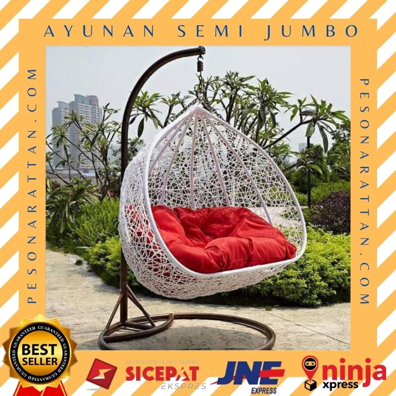 Ayunan Rotan Gantung Kursi Rotan Sintetis Semi Jumbo Anak anak Dewasa Malas Santai Ruang Tamu Wfh Be