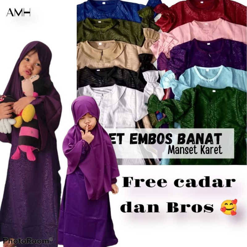 GAMIS SET BANAT EMBOS / GAMIS ANAK SYARI FREE CADAR DAN BROS