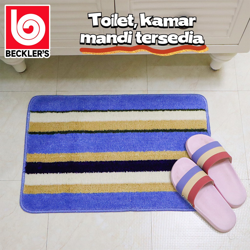 Keset Lantai Bludru Garis Bahan Karet Bulu Anti Slip 40 x 60cm