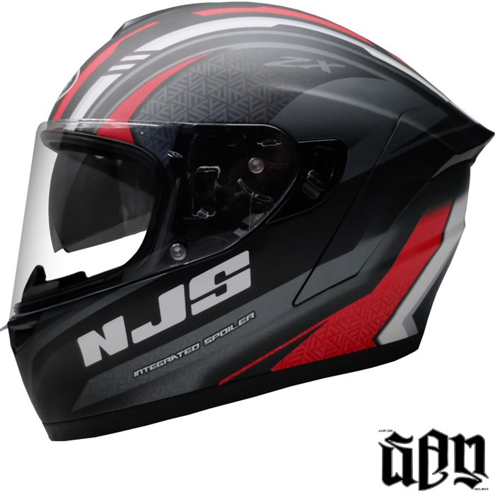 HELM FULL FACE NJS ZX-1 SPECTER HITAM MERAH GLOSSY / DOFF FLAT VISOR