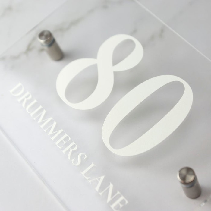 Custom Nomor Rumah Acrylic Bening Print UV Nomer House Number Akrilik Otello Signage Kosan Aklirik Minimalist Modern