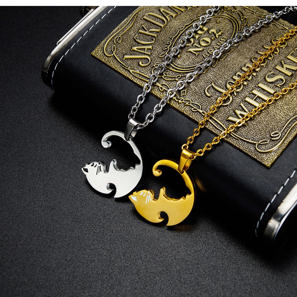 Kalung Couple KL138 Stainless Steel / Titanium Premium Fashion Wanita Kalung unik Lucu Keren Copel / Deluna/ BB