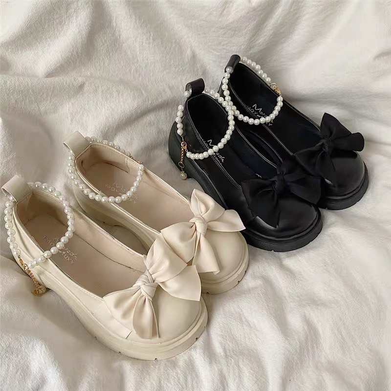 [PO] PEARL RIBBON LOAFERS sepatu lolita mary jane gaya model wanita korea jepang impor
