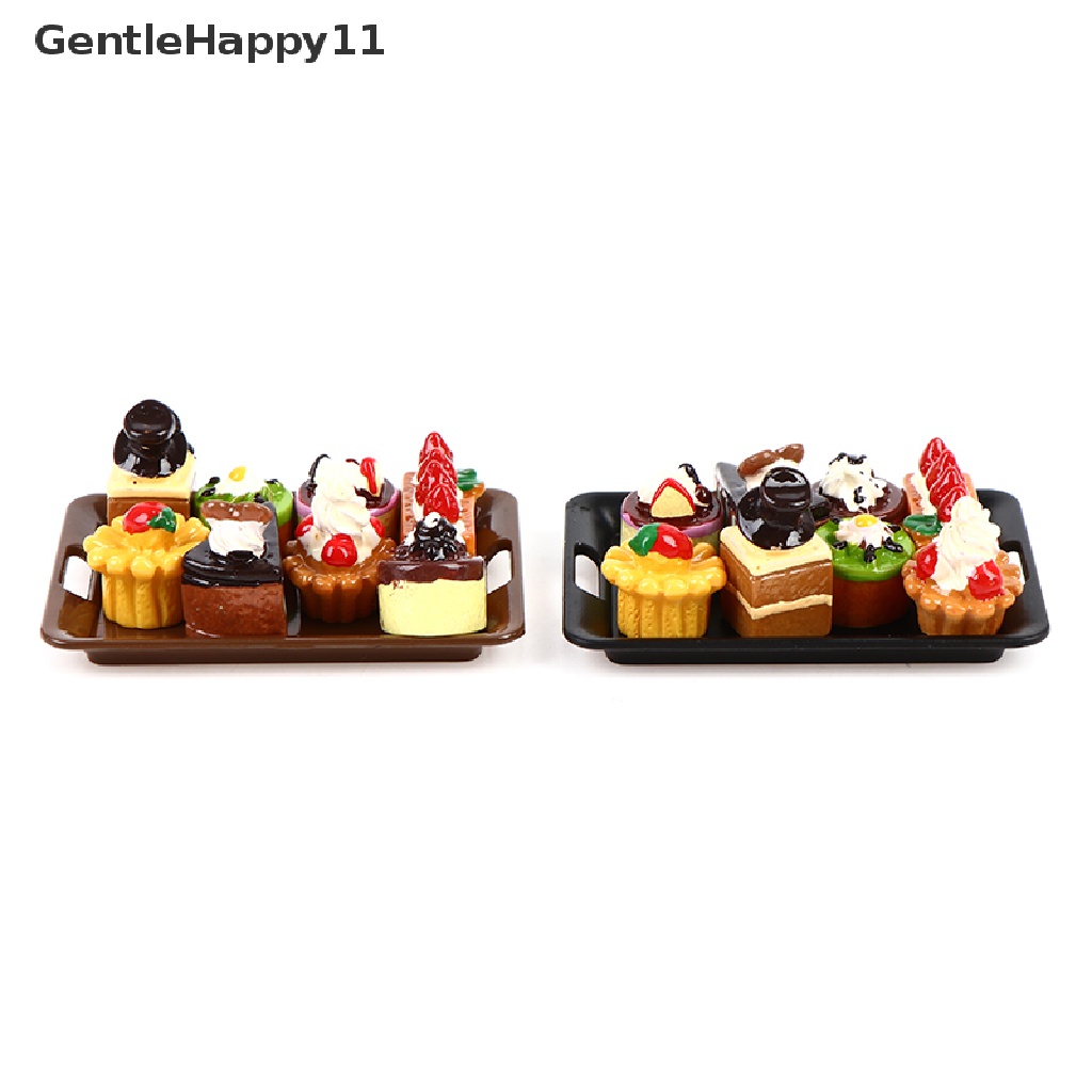 Gentlehappy Mainan Miniatur Kue 1 / 12 + 8 Cake Untuk Aksesoris Dapur Rumah Boneka