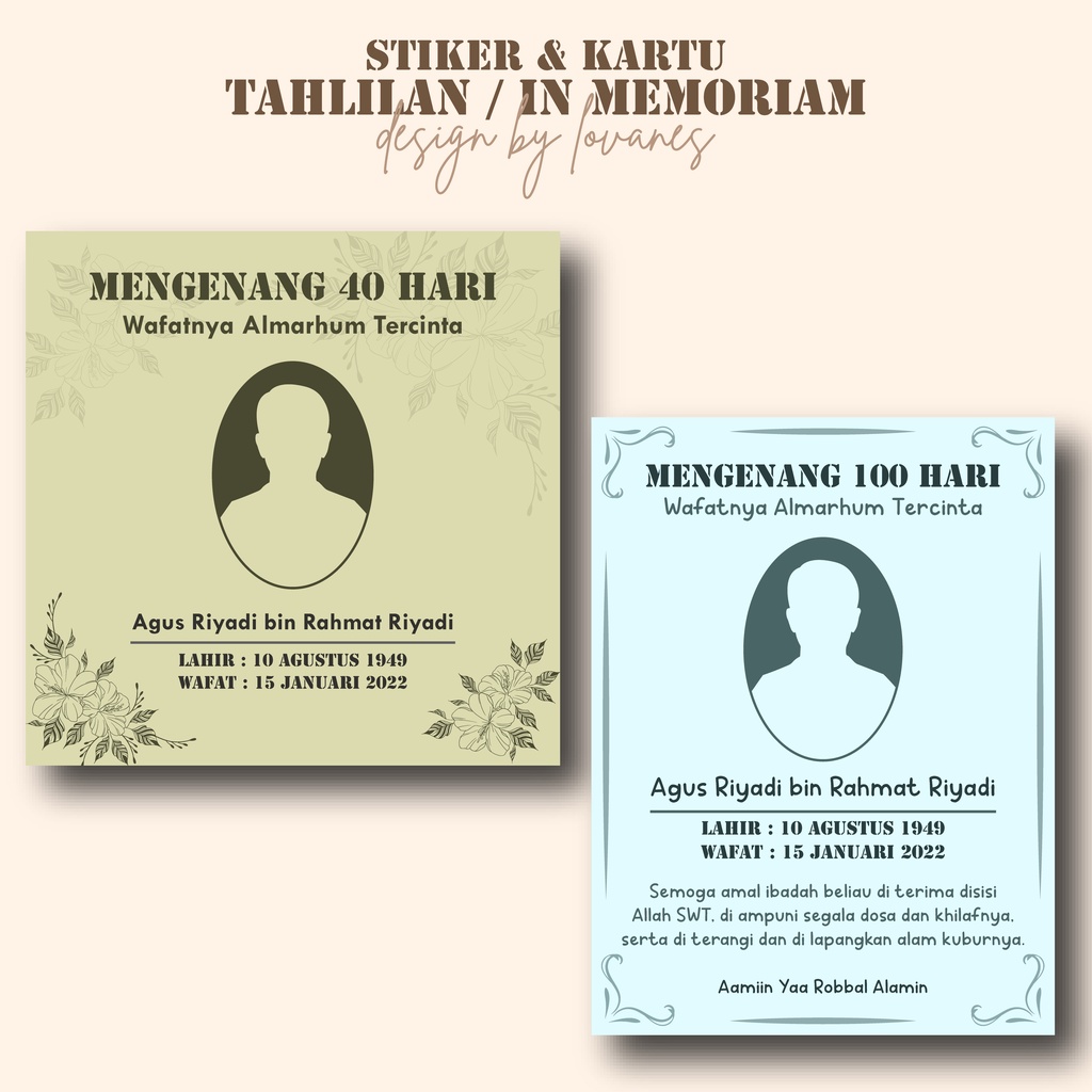 

Stiker Tahlilan / Mengenang Orang Meninggal / Wafat / 100 Harian