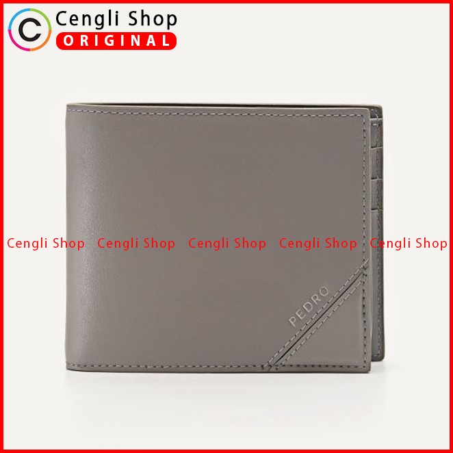 DOMPET KULIT PRIA PEDRO ORIGINAL BRANDED ABU-ABU PM054