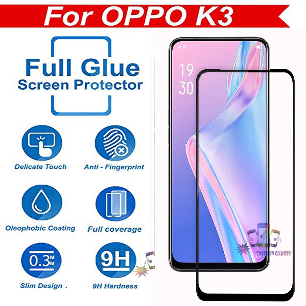 Tempered Glass Oppo K3 / Realme X Full Screen Protector Temper Oppo K3 Full Layar Pelindung Layar