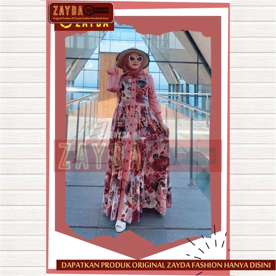 Gamis Remaja Terbaru Gamis Zayda Fashion Gamis Wanita Katun Original ZG77 Peach