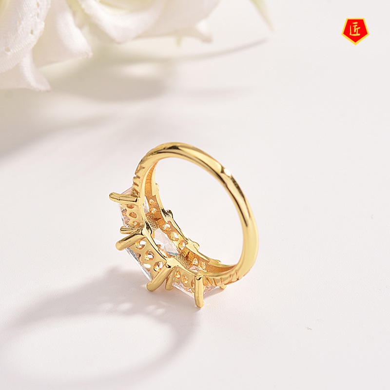 [Ready Stock]Diamond Hollow Gold Ring Korean Fashion