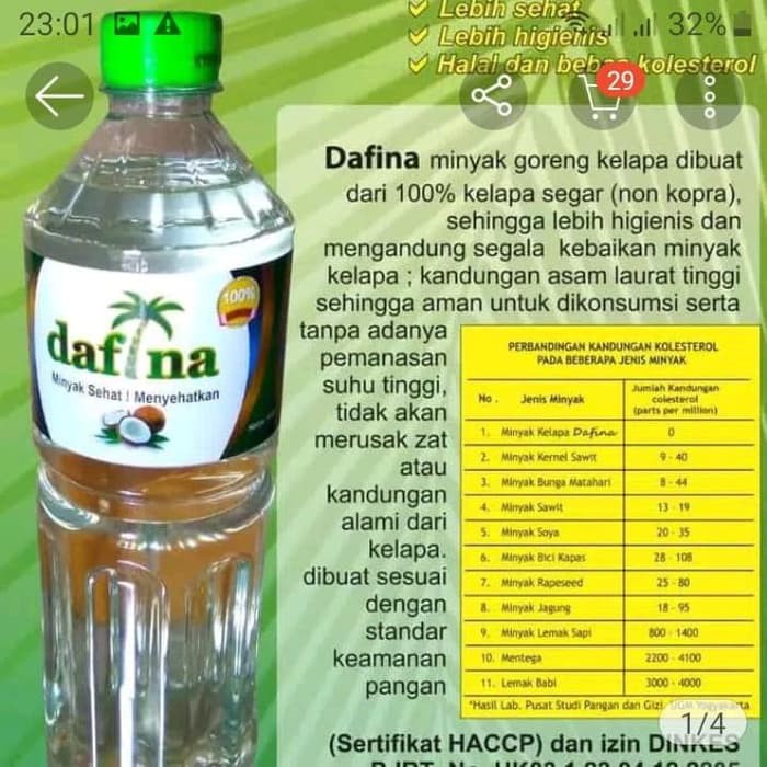 

Minyak Kelapa Organik Non Kopra "Dafina