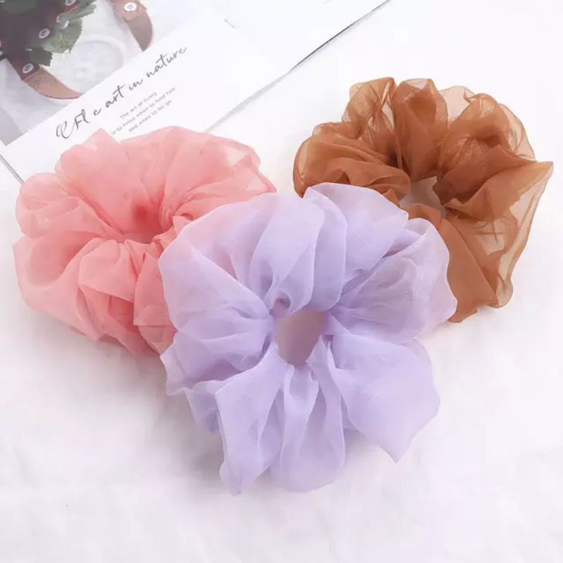 Ikat Rambut Scrunchie Jumbo Gaya Korea/ Scrunchie / Cemol /Ikat cepol rambut L3