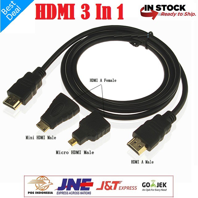 Kabel HDMI 3 In 1 MTECH 1.5m Mini HDMI - Micro HDMI