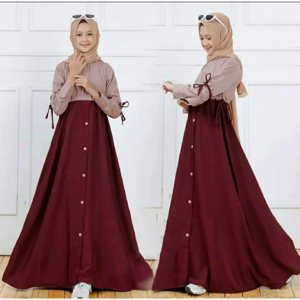 FenishaStore GAMIS ANAK TANGGUNG MAXI ZAINA KIDS USIA 12-14 TAHUN