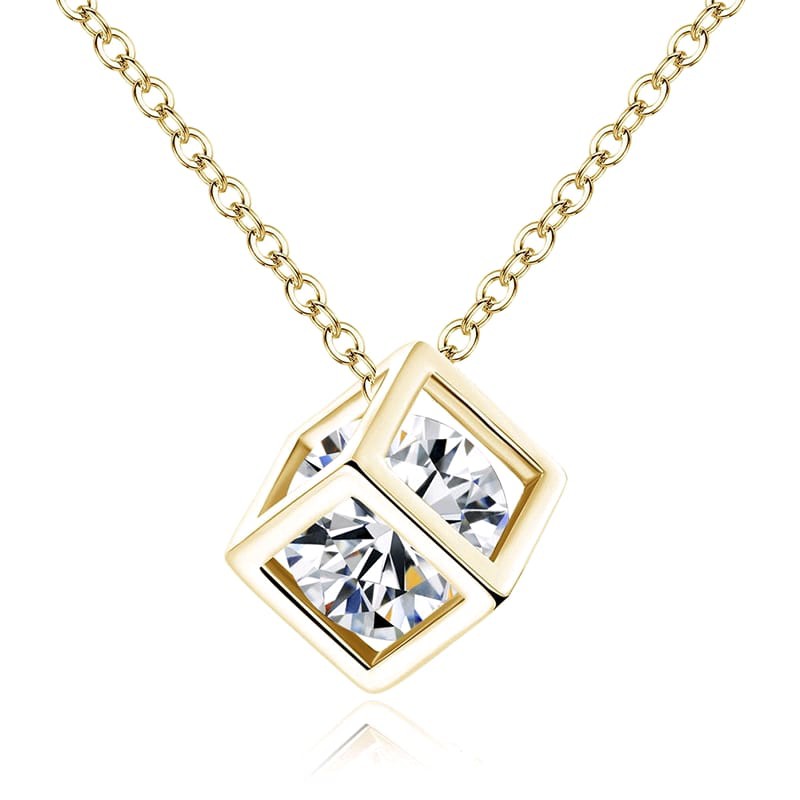 Kalung Alloy Anti Karat Crystal Berlian kubus Fashion Model korea