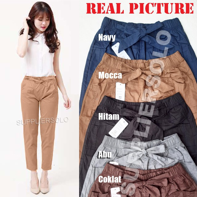 CELANA HAREM PANTS ANTI BEGAH WANITA CEWEK KATUN JUMBO BIG SIZE MURAH L XL XXL