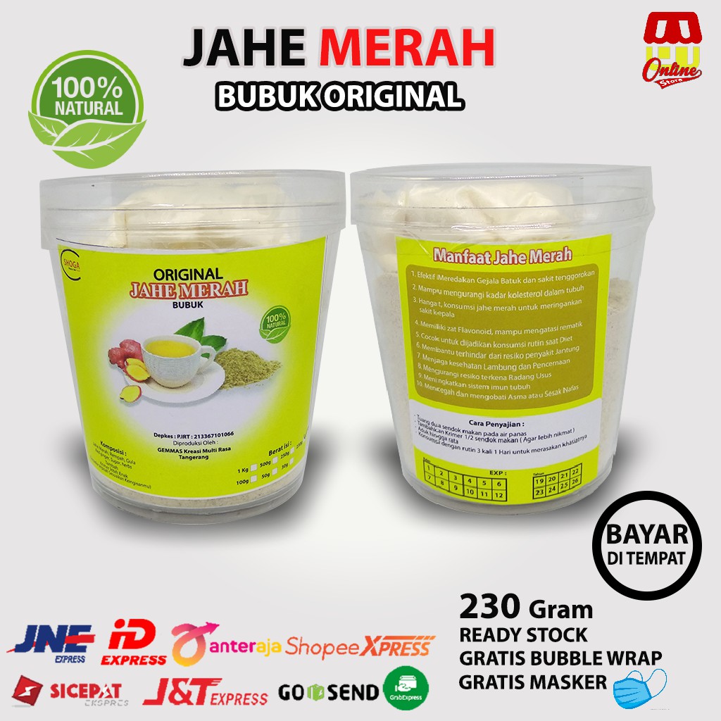 

Jahe Merah Bubuk SHOGA 230gr 100% Murni Alami | Jahe Merah Sachet | Minuman Kesehatan | Red Ginger