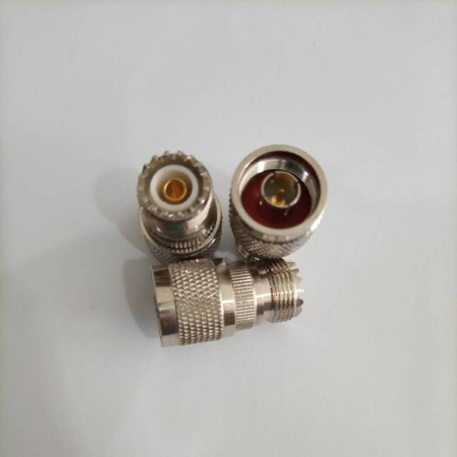 Konektor N male to PL female, sambungan PL259 PL-259 silver N cowok ke UHF cewek ht rig connector