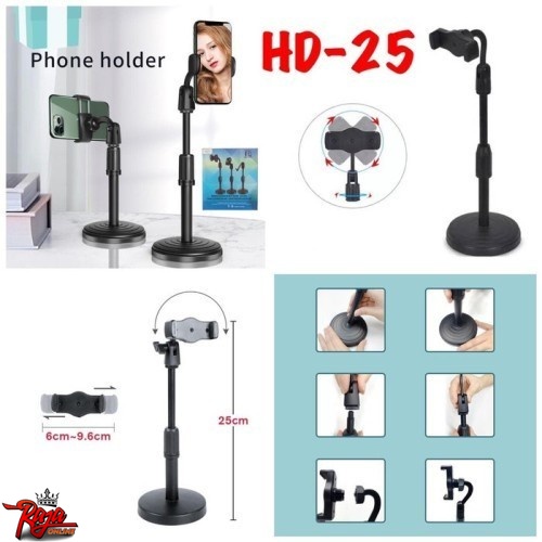 HD25 - Phone Holder Ponsel Multi Fungsi/Holder HP Stand LIVE Stand Rotary 360 Monopod