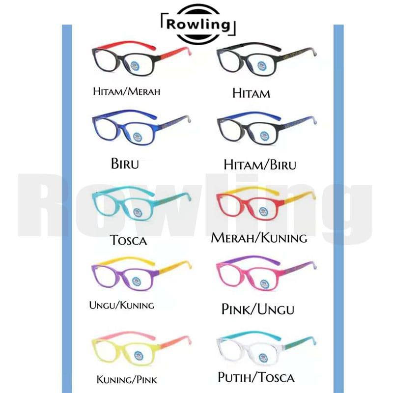(Rowling)Kacamata Anak NewTrend/Fashion Anak Unisex Terbaru anti radiasi  Blue Light High Quality Import-8
