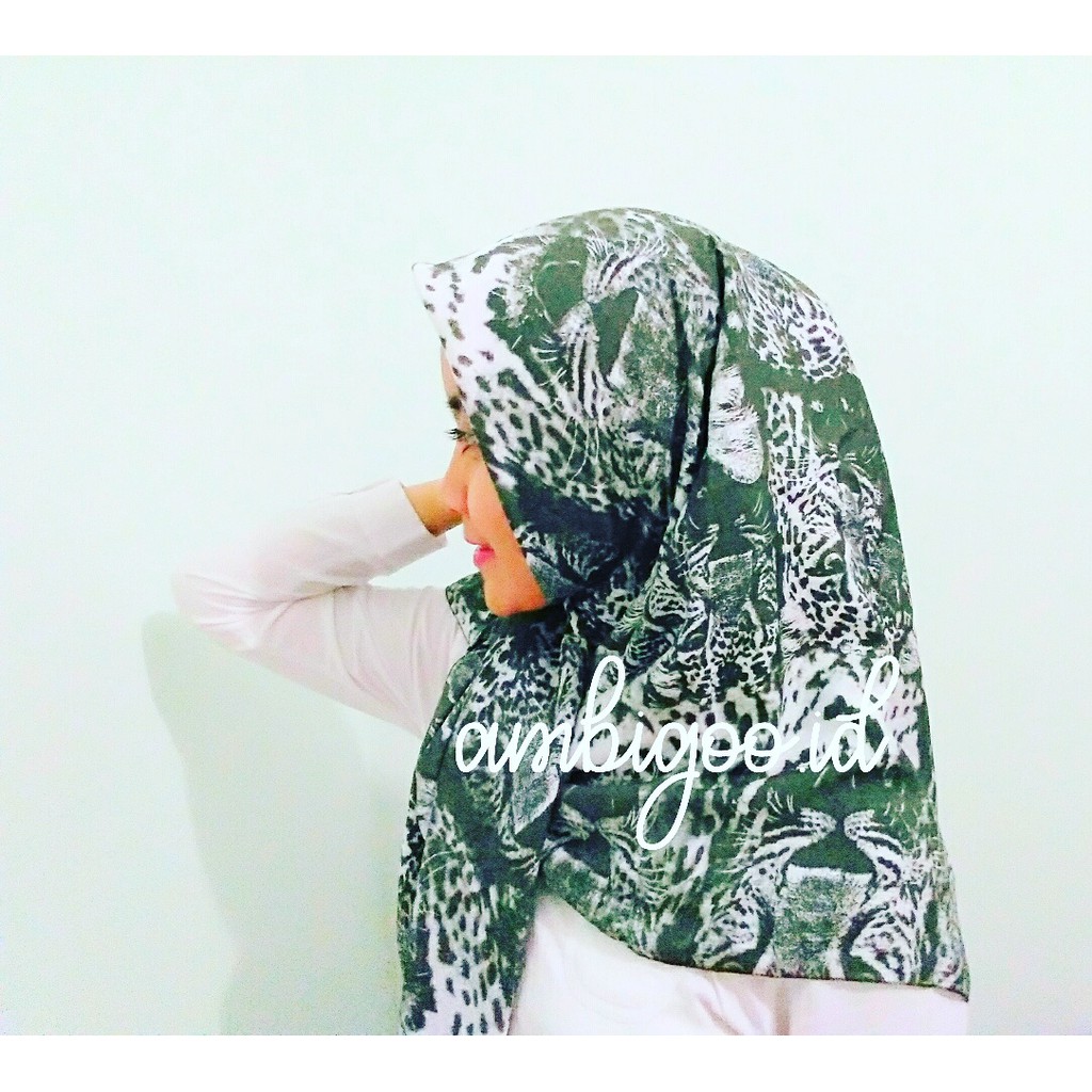 Hijab/Jilbab SegiEmpat/Motif/Harimau/Hijau