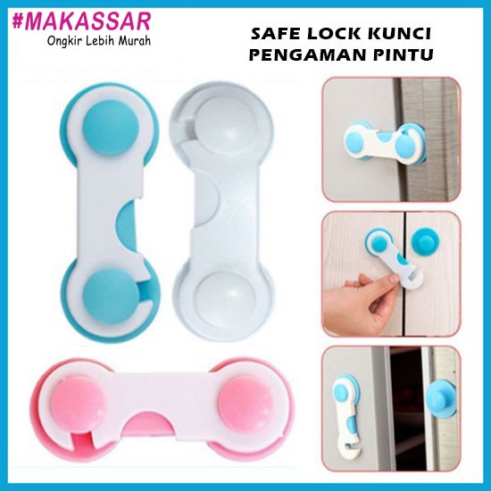 Kunci Pengaman Laci Lemari Safety Lock Pengait Pintu Penahan Kulkas Pengunci Furniture Pelindung Bayi Baby Safety Lock