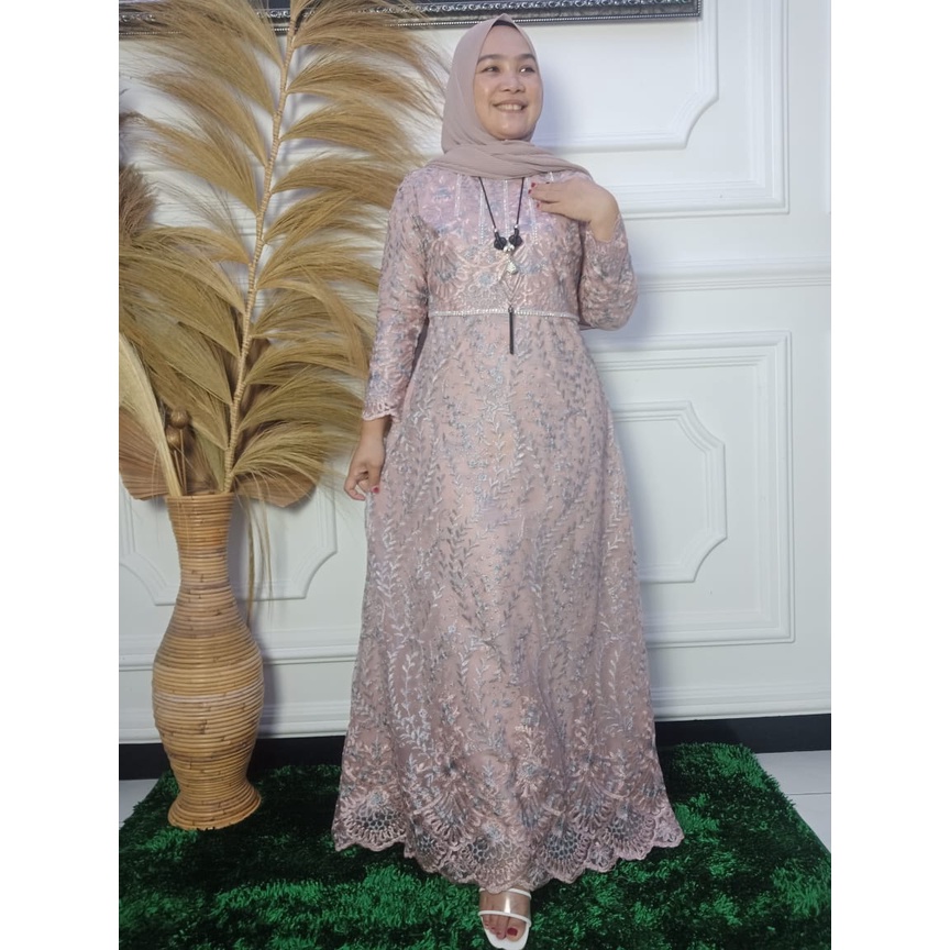 HK// GAMIS THALITA TILE TWOTONE - DRESS PESTA KONDANGAN MEWAH TERBARU - GAMIS KEBAYA BRUKAT WANITA M