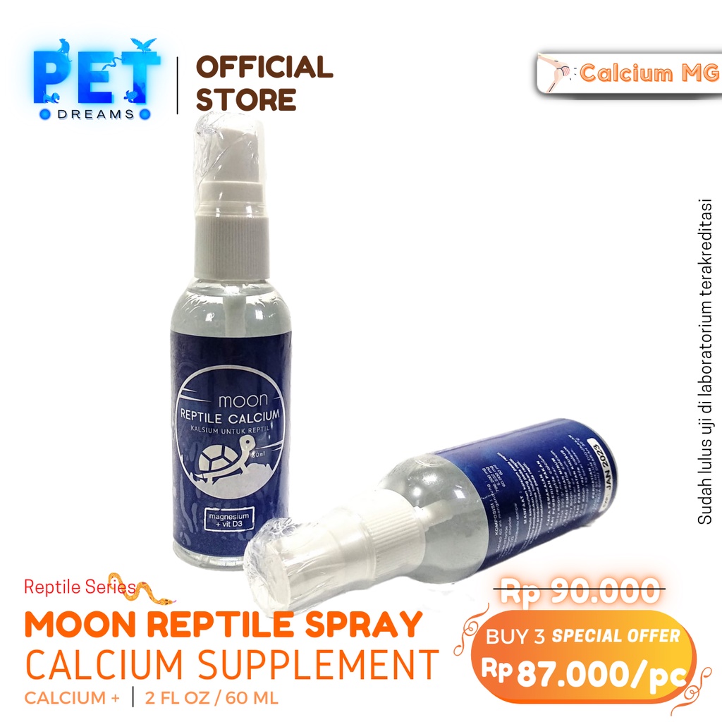 PROMO MOON CALCIUM REPTIL SPRAY KALSIUM CAIR KESEHATAN TULANG KURA TORTO SULCATA IGUANA