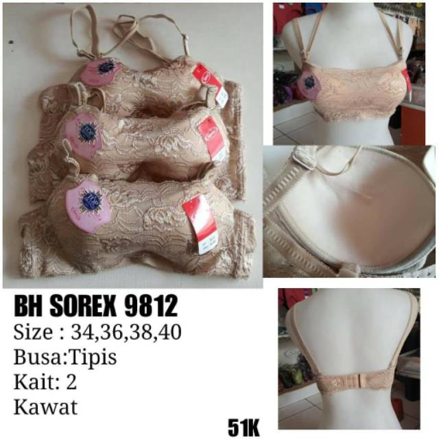 BRA KEMBEN SOREX 9812 TALI ( Size 34-40) - Kawat Busa