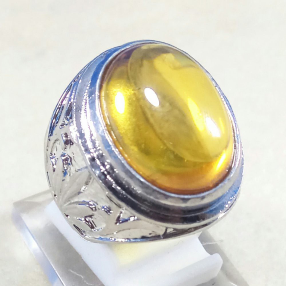 CINCIN BATU AKIK PERMATA YELLOW CITRINE BIG SIZE MEWAH DAN TERMURAH