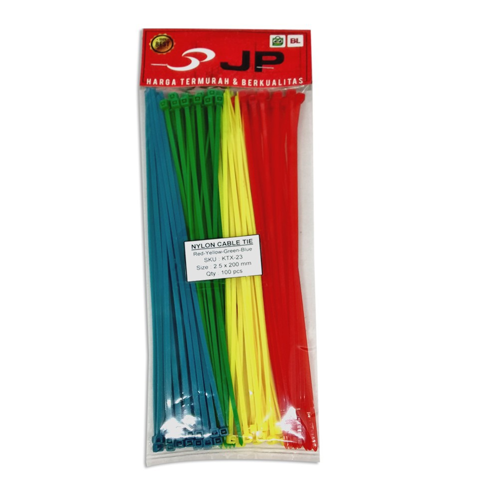 KABEL TIES 2.5 x 200 MM WARNA MERAH KUNING HIJAU BIRU - 100 PCS KTX-23