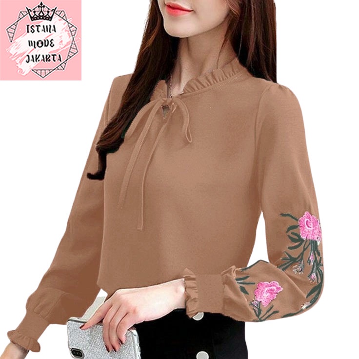 ISTANA MODE JAKARTA Aurelia Bordir baju atasan wanita terbaru blouse koreanstyle blouse wanita lengan panjang-7
