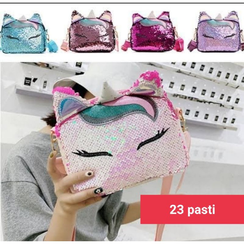 tas slempang unicorn squin