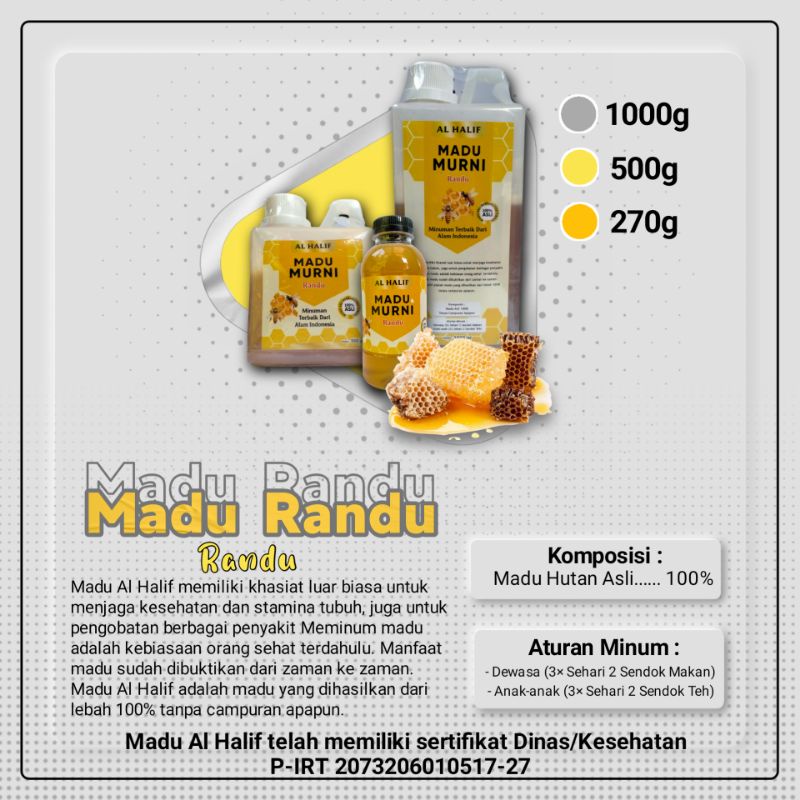 

Madu Murni Randu1kg Asli-100%