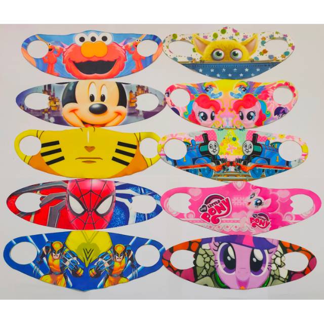 Masker motif anak tanpa jahitan