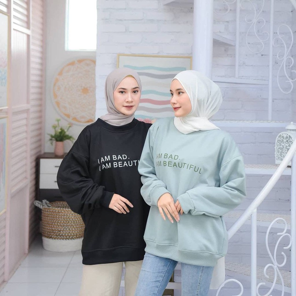 Nara Grosir - I am Bad XXL Sweater l Sweater Polos l Sweater Pria dan Wanita