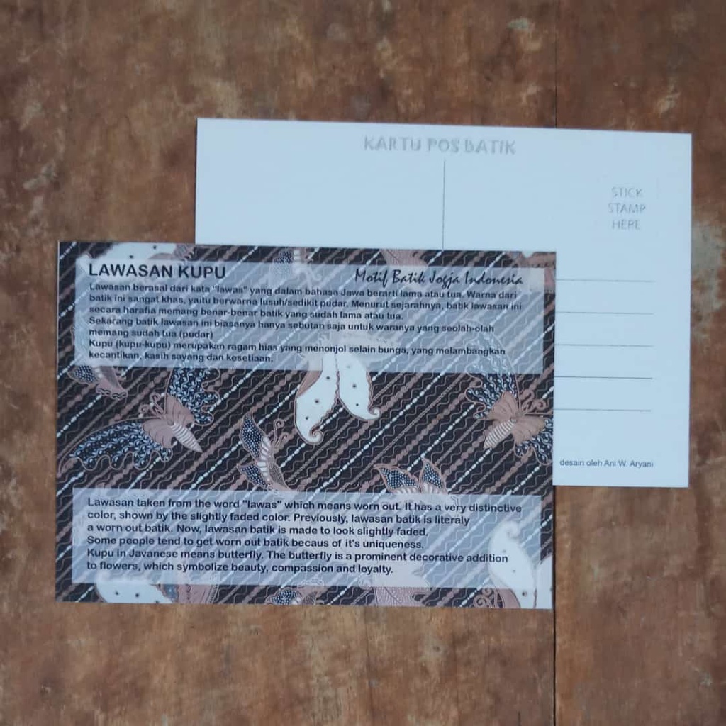 

8 LEMBAR KARTU POS BATIK INDONESIA POSTCARD MOTIF LAWASAN KUPU BISA CAMPUR MOTIF LAIN