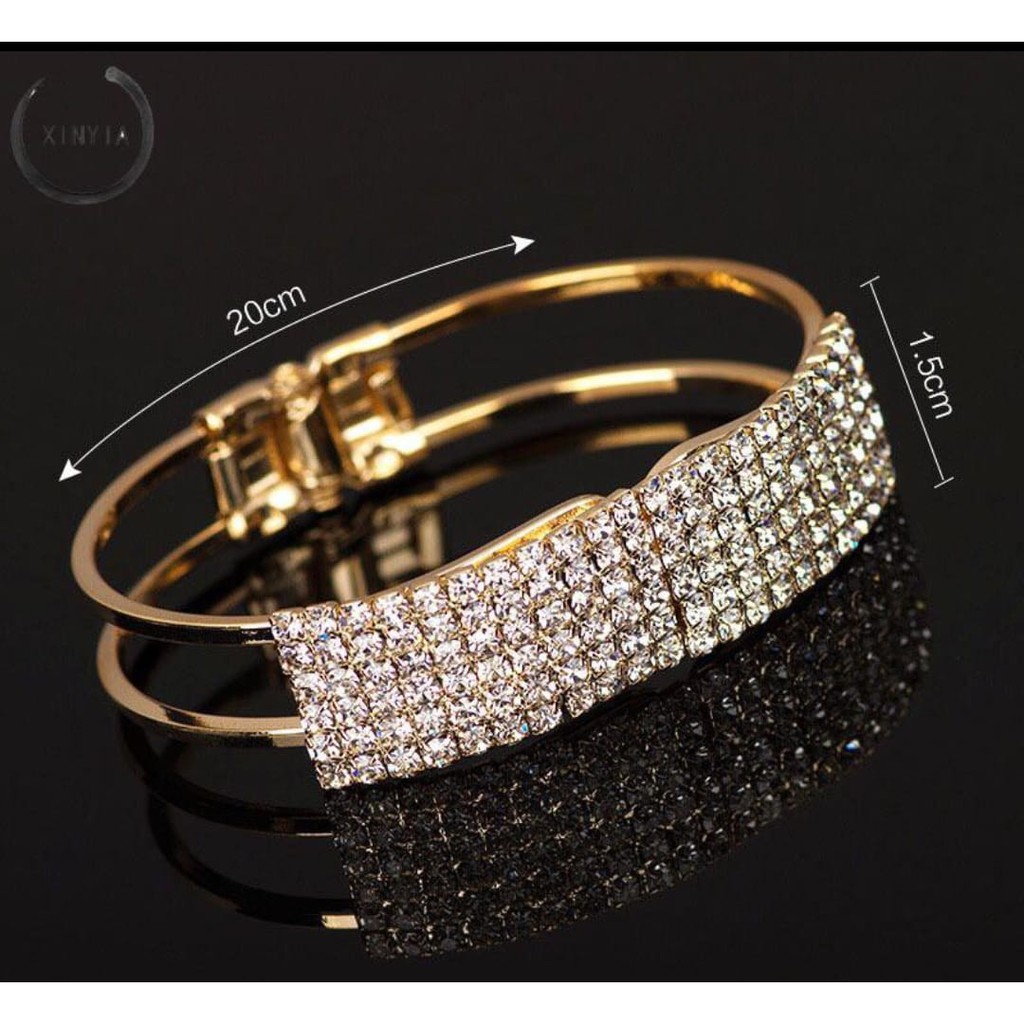 ♥TMALL88♥ New Gelang Fashion Wanita Elegan Dengan Hiasan Kristal c1 Mengkilap B15