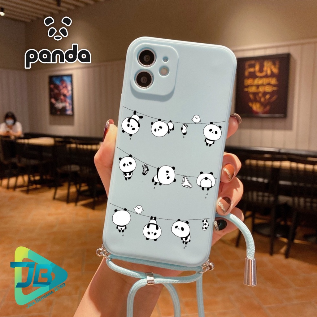 SOFTCASE SILIKON SLINGCASE TALI LANYARD STRAP PHONE MACARON PELINDUNG KAMERA PANDA OPPO VIVO SAMSUNG XIAOMI REALME IPHONE ALL TYPE JB5515